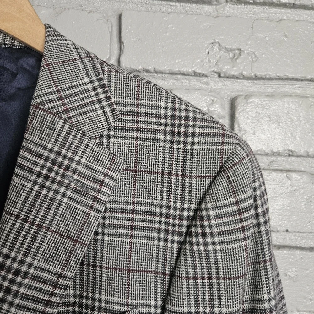 Faconnable Mens Blazer 42R Wool Cashmere Plaid Sport‎ Coat Suit Jacket